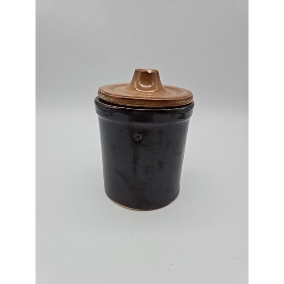 Crock Pot Brown Glazed Pottery Stoneware w/ No Latch - Picture 3 of 8